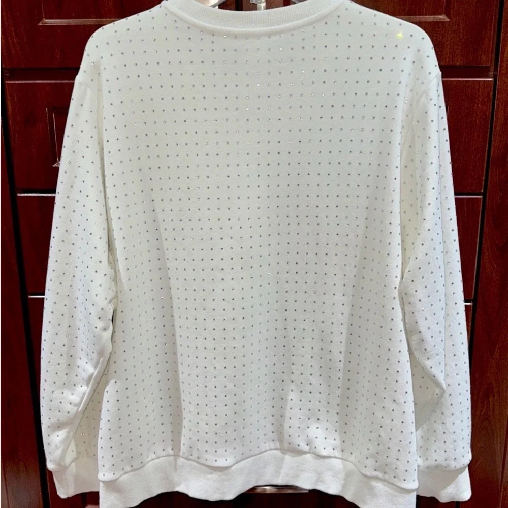 🍸🍹Queen Of Sparkles L Holiday Cocktails Sequin & Rhinestones Sweatshirt EUC - Picture 3 of 10